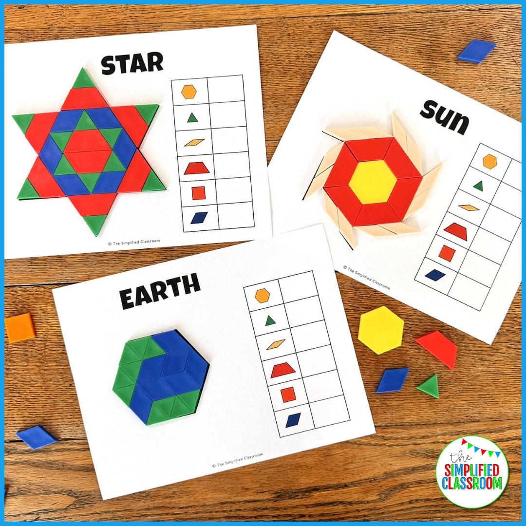 Pattern Block Mats Printable Tangrams Puzzles Space Pattern Blocks Task Cards