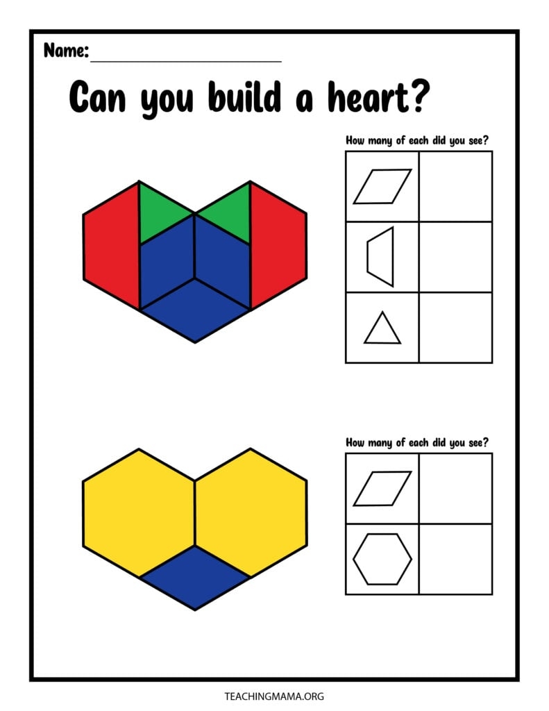 Pattern Block Printables For Shapes Teaching Mama Worksheets 