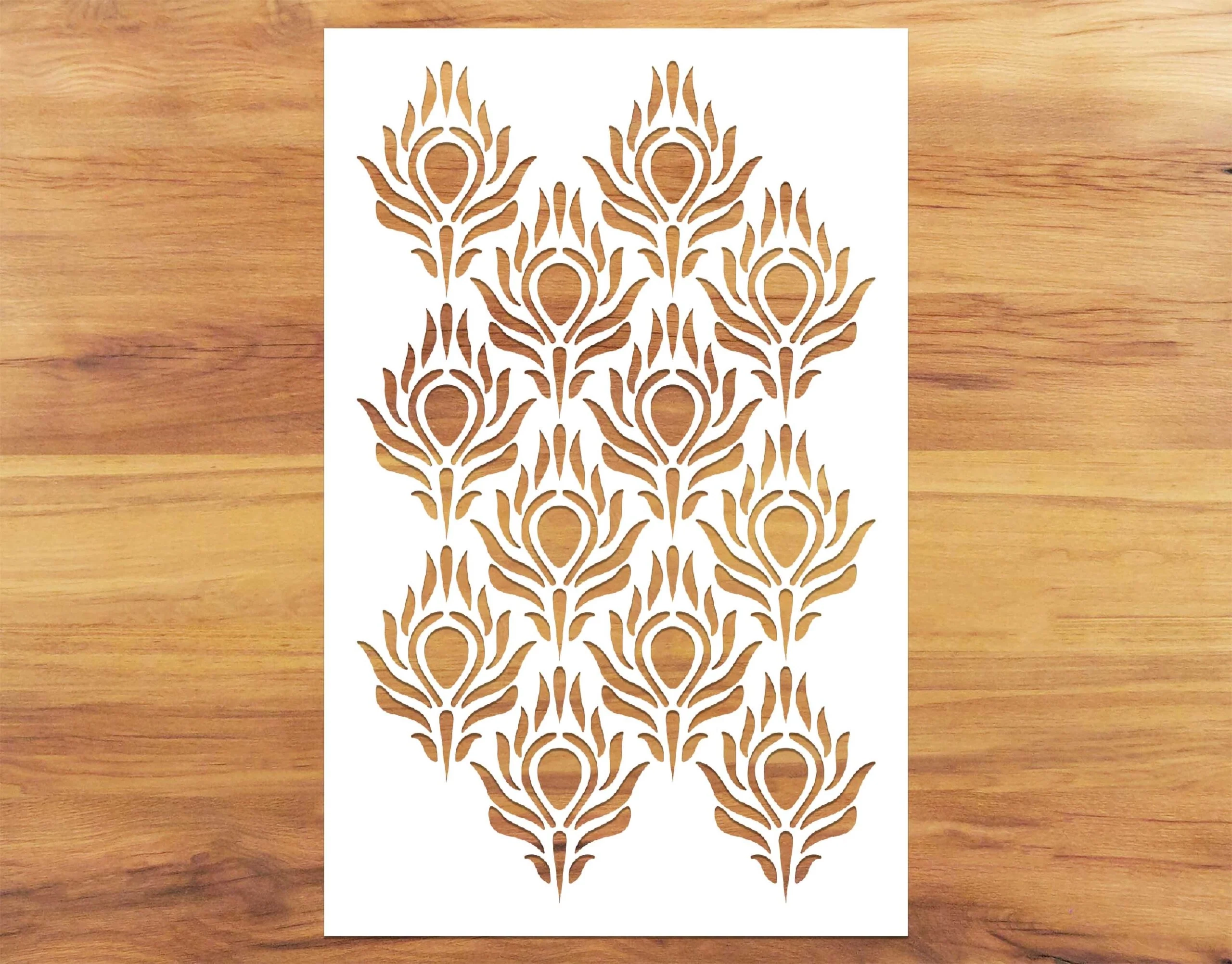 Peacock Fancy Pattern Paint Stencil WallDesign