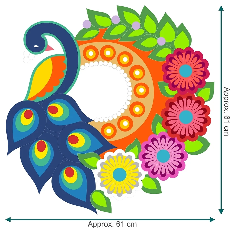 Peacock Rangoli Appliqu Quilt For Deepavali