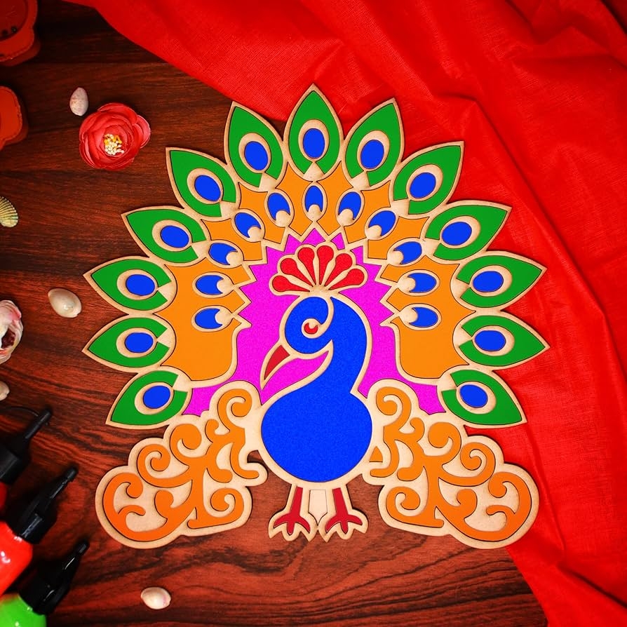 Peacock Rangoli Stencils Rangoli Making Tools Rangoli Template 