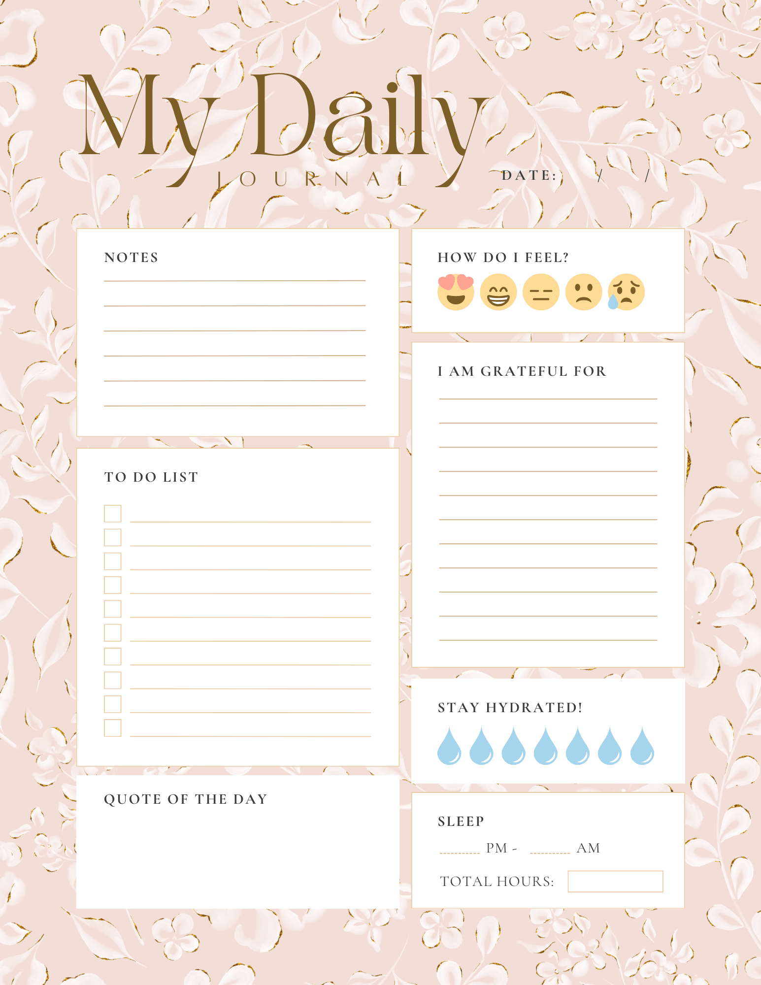 Pink Daily Journal Printable Template By Moniquecollado18 Raket PH