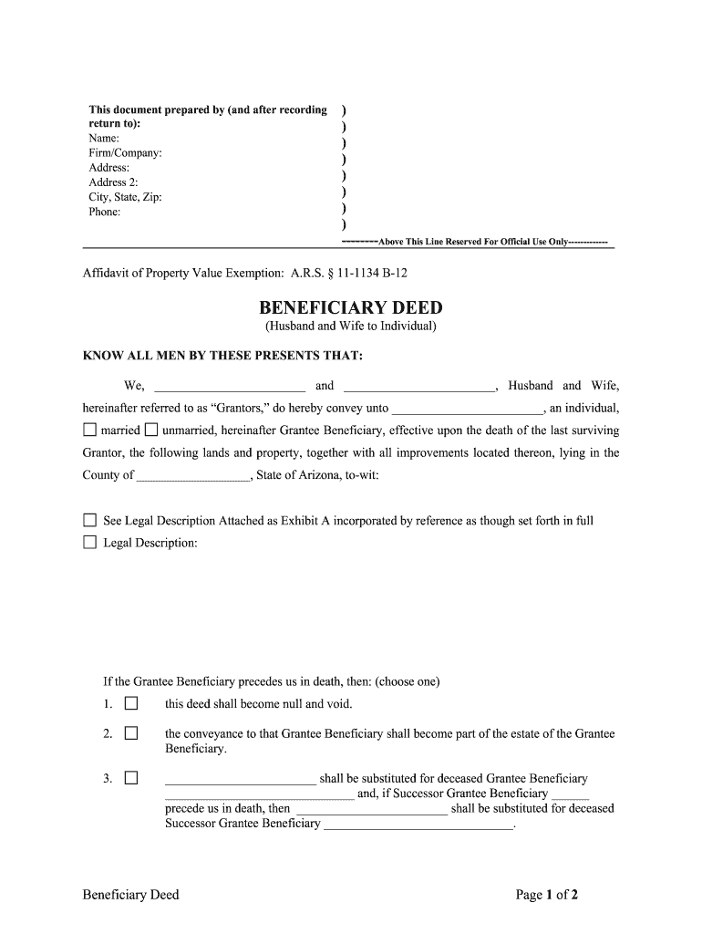printable beneficiary deed form arizona template airslate signnow