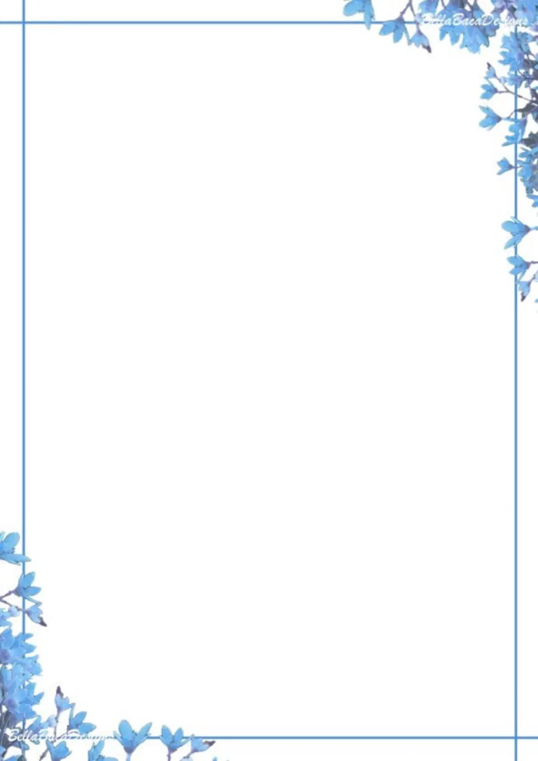Printable Blue Floral Page Border Corner Designs A4 PNG PDF Etsy