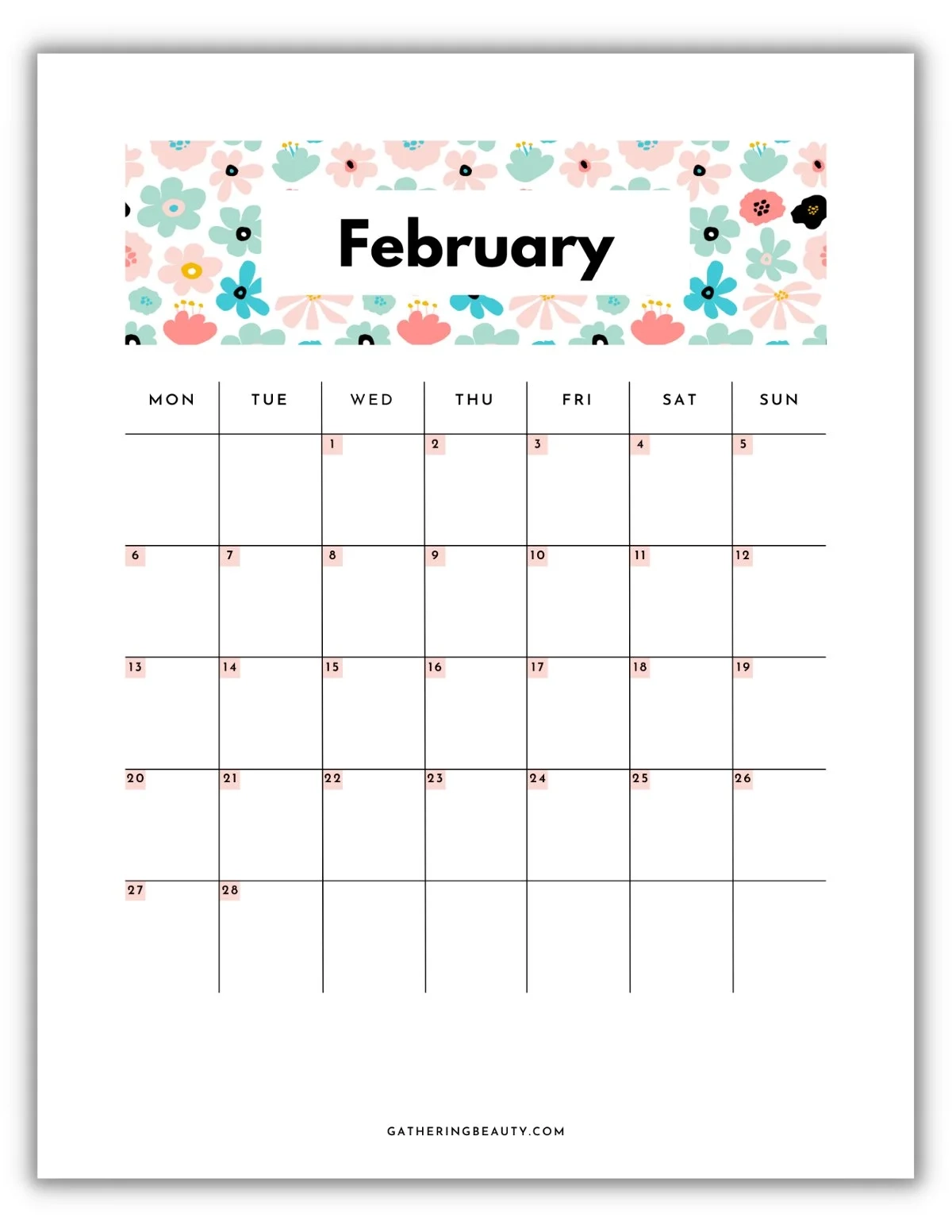 Printable Calendar 2023 Gathering Beauty