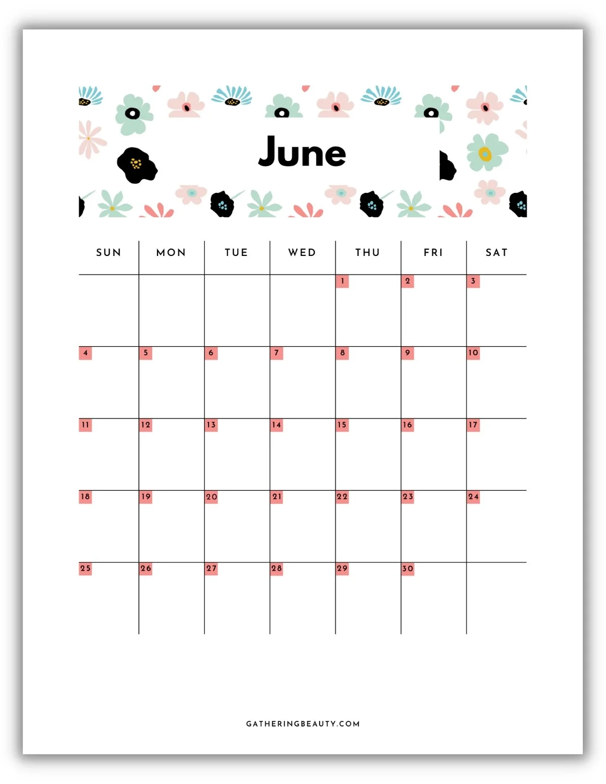 Printable Calendar 2023 Gathering Beauty