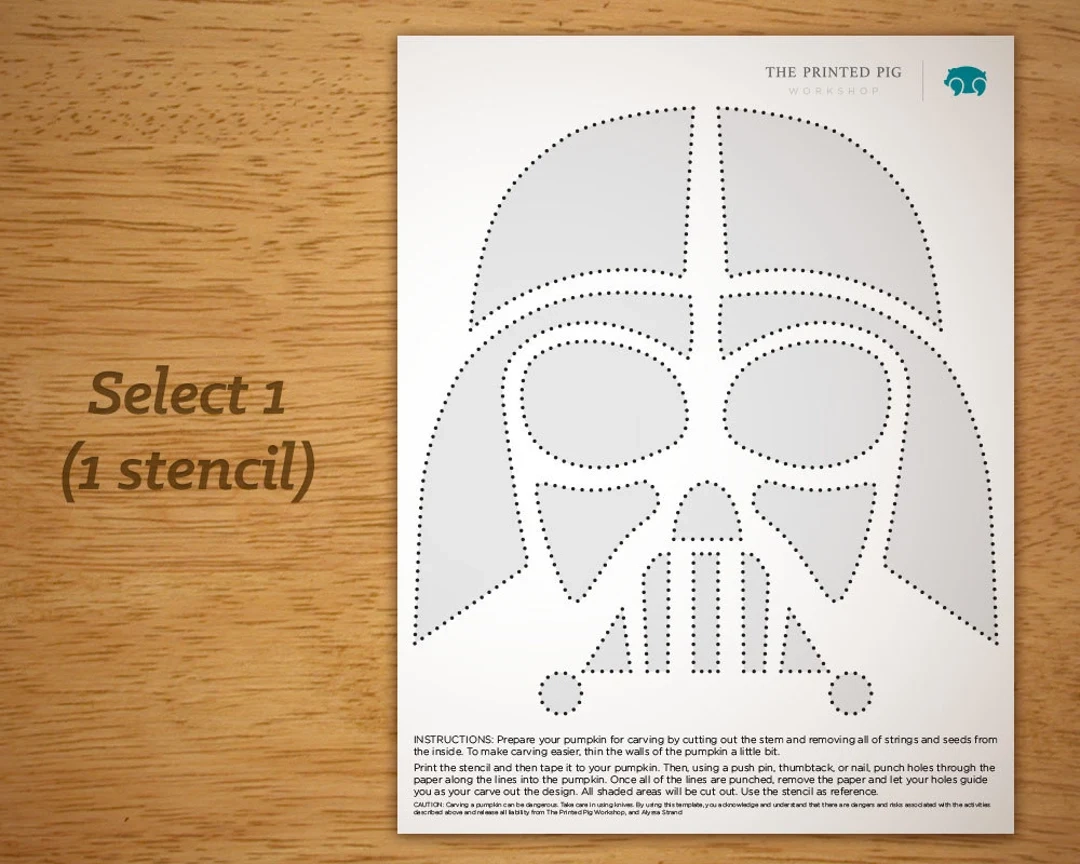 Printable Pumpkin Carving Pattern Star Wars Darth Vader Etsy