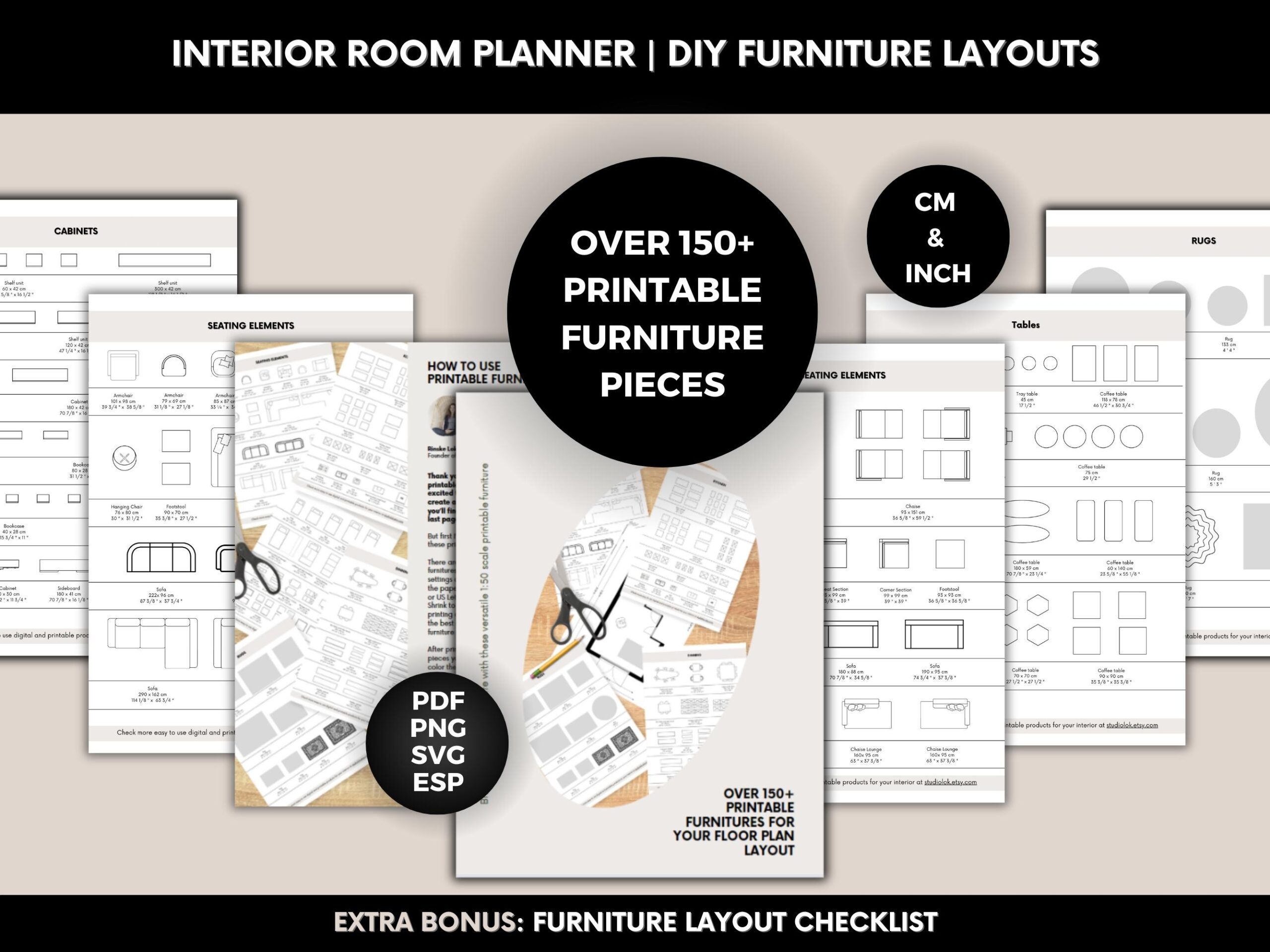 Printable Scale Furniture Templates DIY Custom Floor Plan Design 