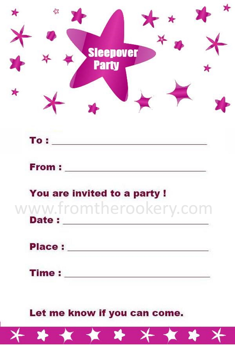 Sleepover Invitation Design For Free Printable