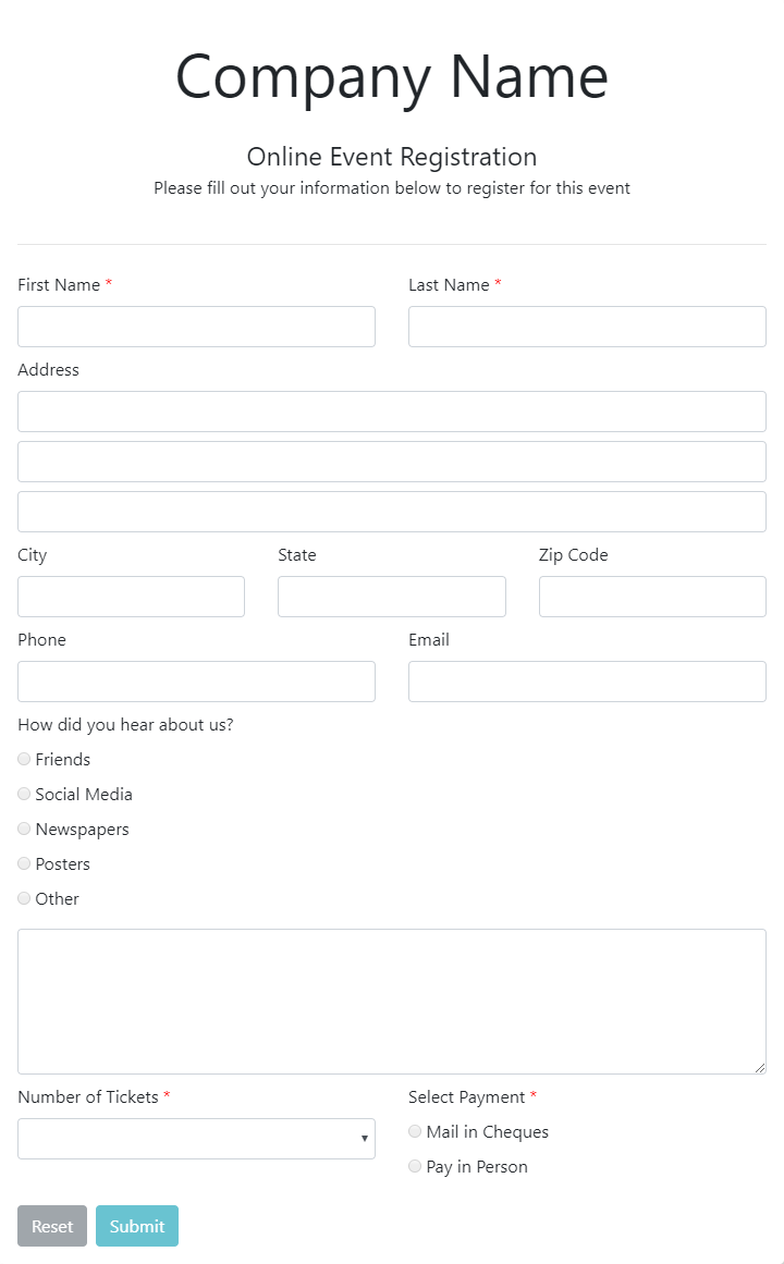 Professionelle Online Formularvorlagen