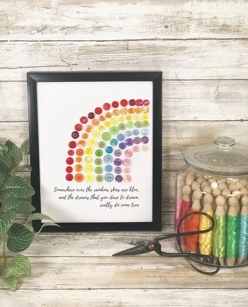 Rainbow Button Art With A Free Printable