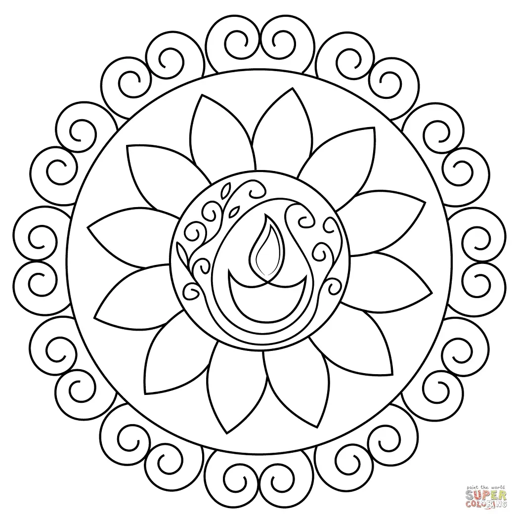 Rangoli Coloring Pages To Print Free Printable Coloring Pages