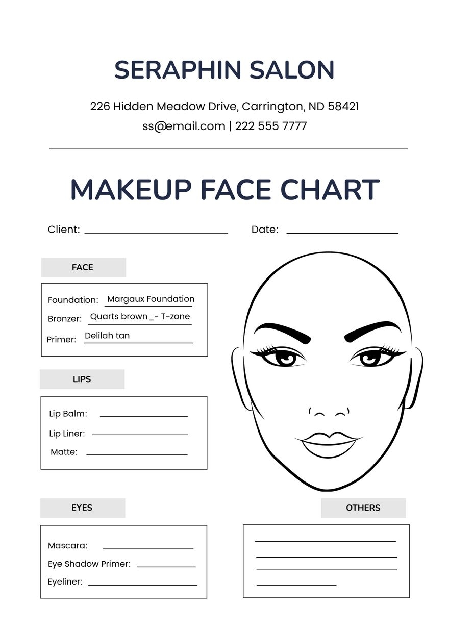 Makeup Design Printable Face Template