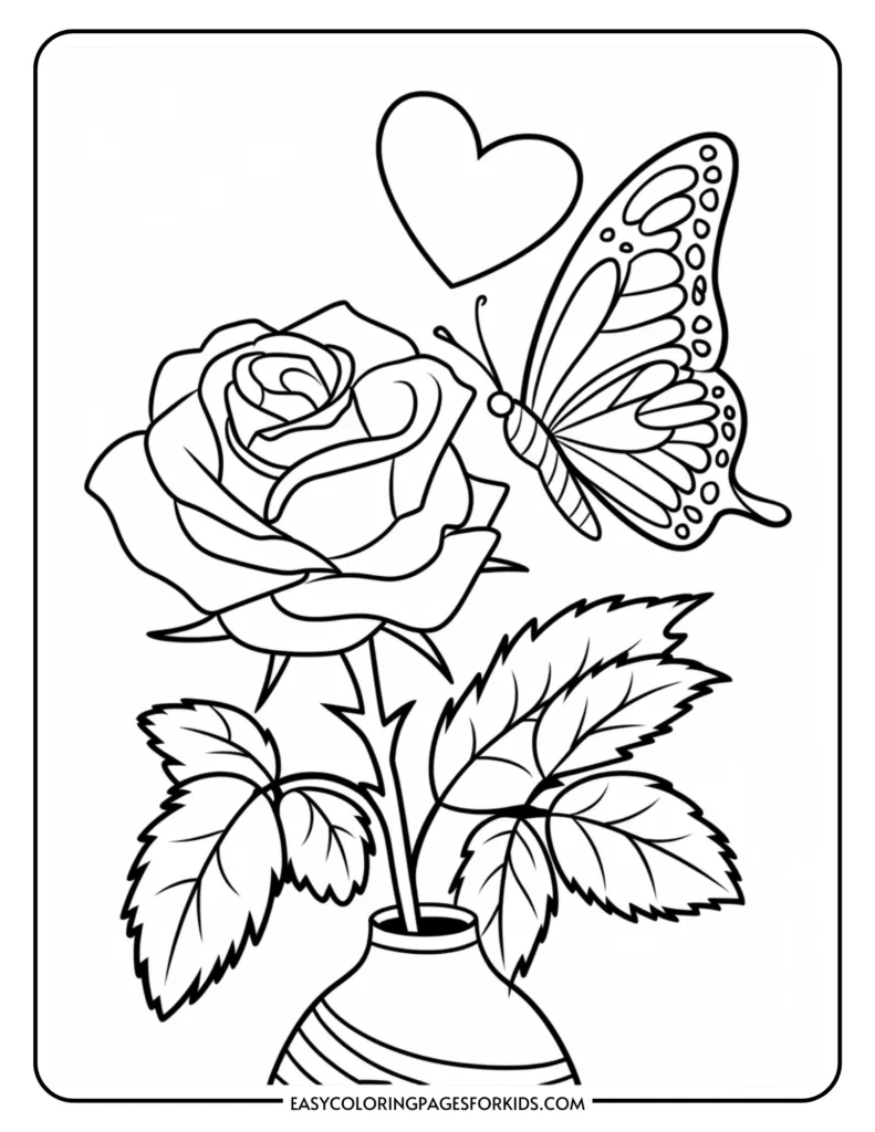 Rose Coloring Page 8 Free Printable Pages Easy Coloring Pages 