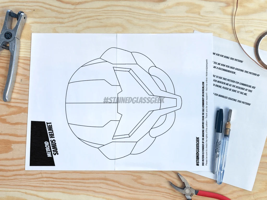 Samus Aran s Helmet Inspired Stained Glass Pattern PDF File