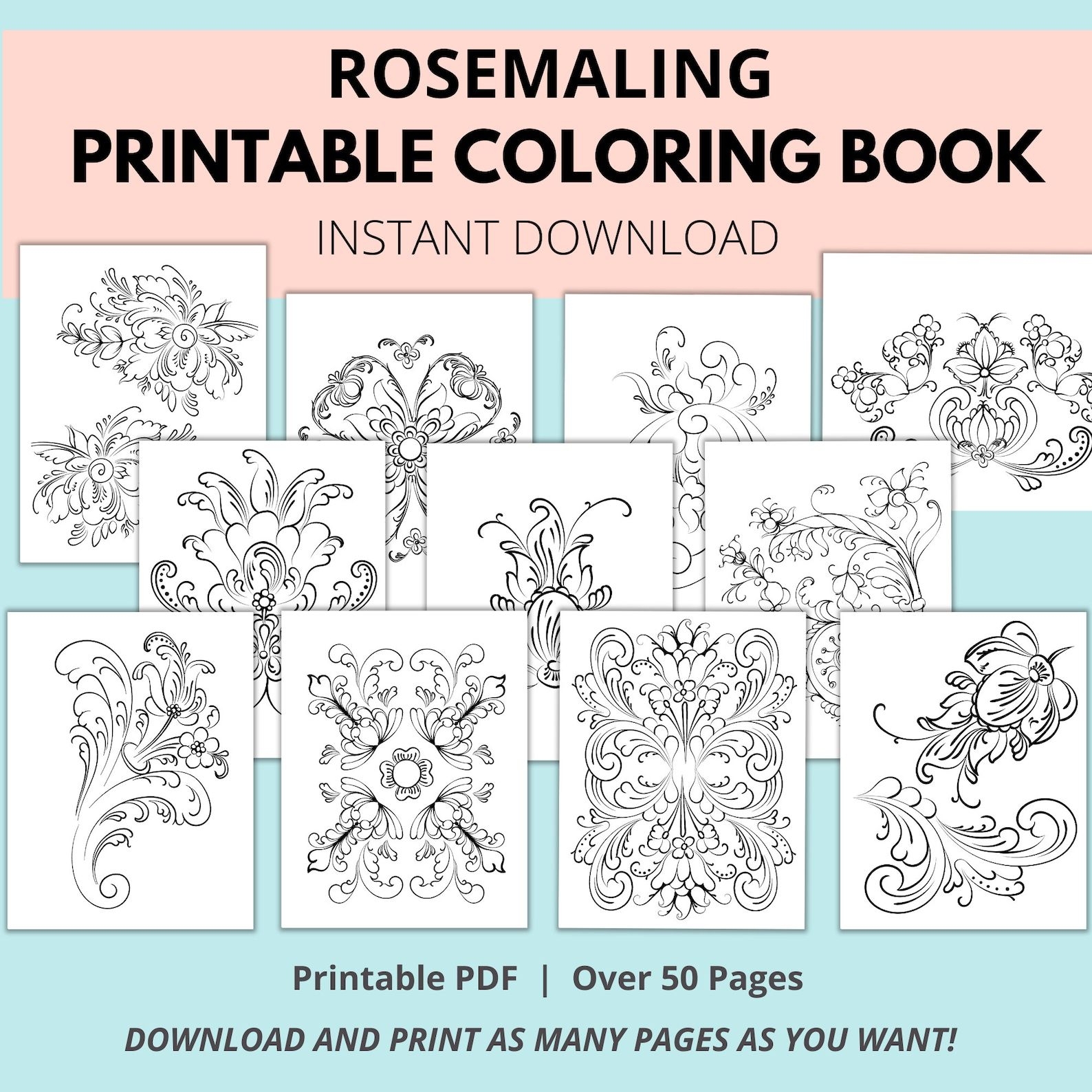 Norwegian Rosemaling Design Printable Color Norwegian Rosemaling Design Printable Color