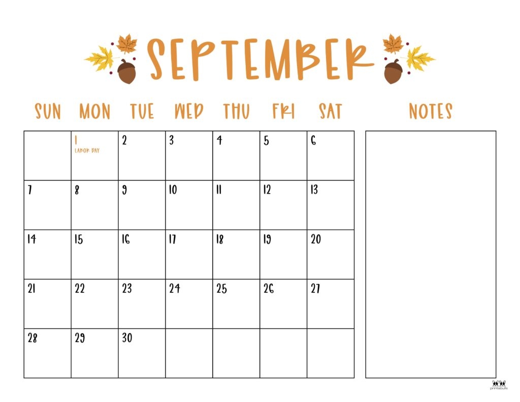 Free Printable September Calendar Page