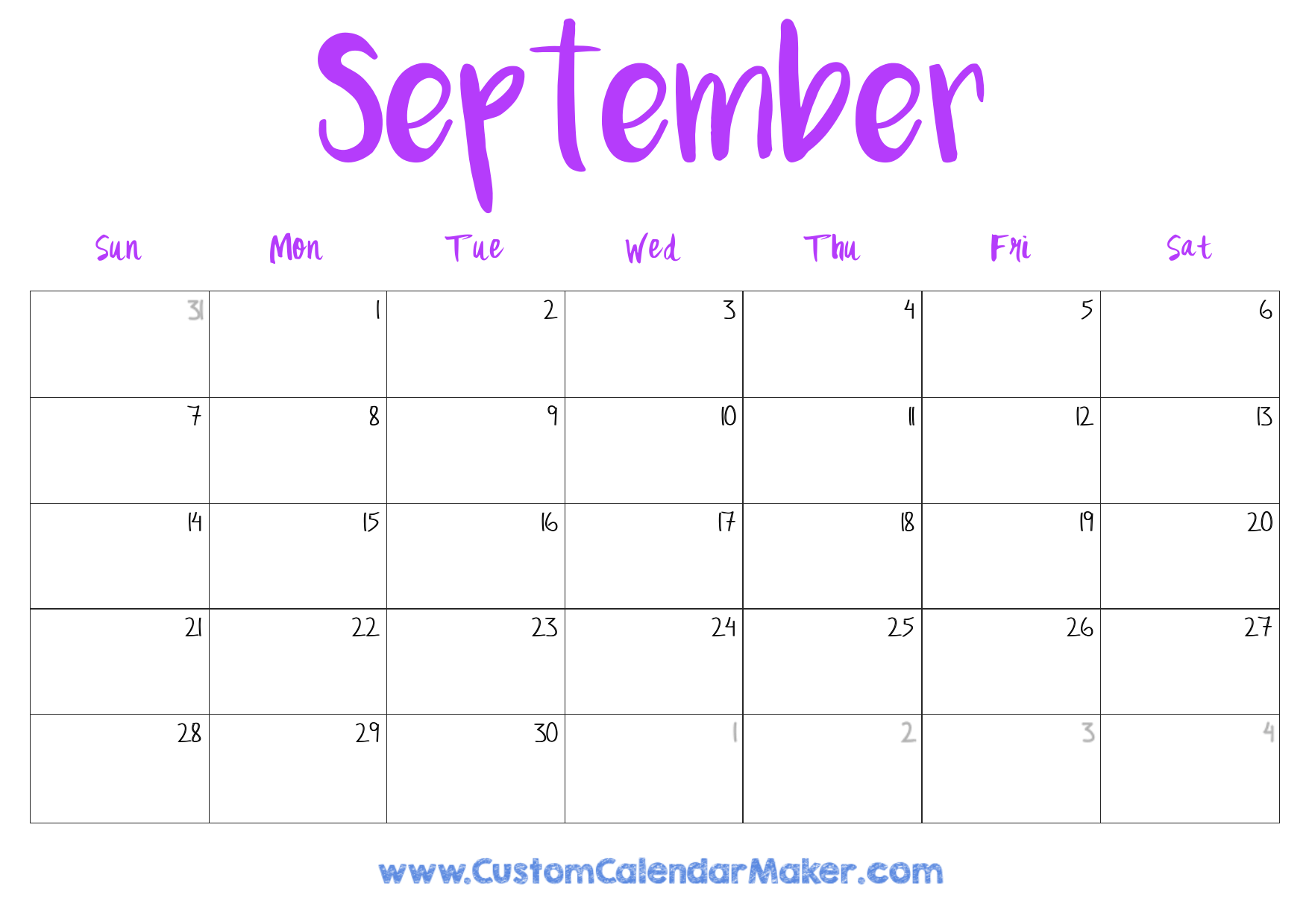 Free Printable September Calendars