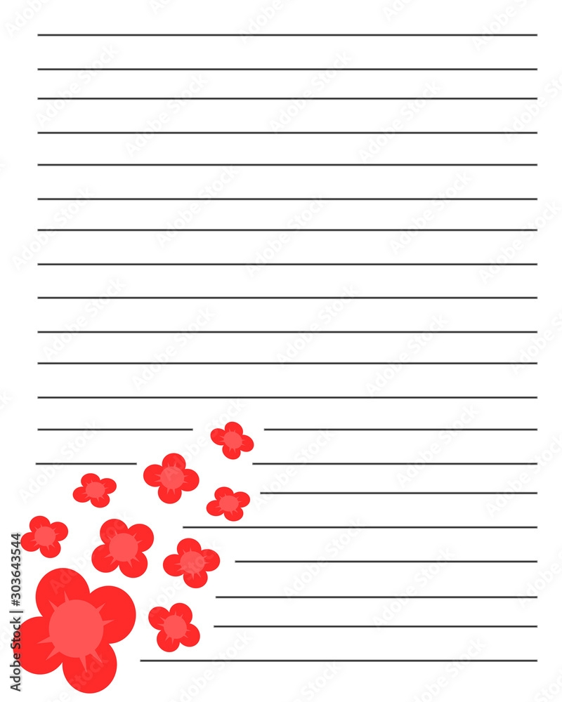 Sheet Of Paper Cute Flower With Line Design Printable Sheet 