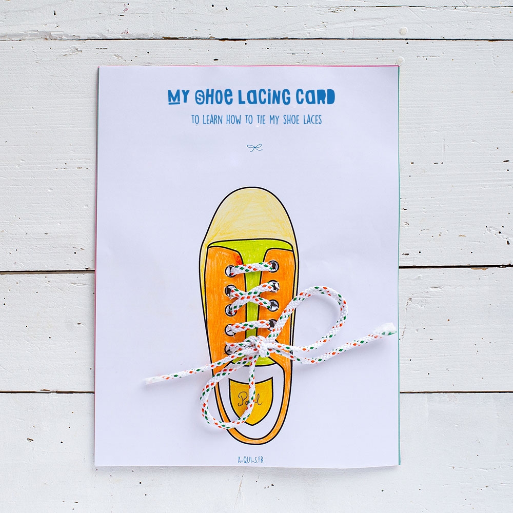 Shoe Lacing Practice Card Teaching Kids To Tie Their Shoe Laces 