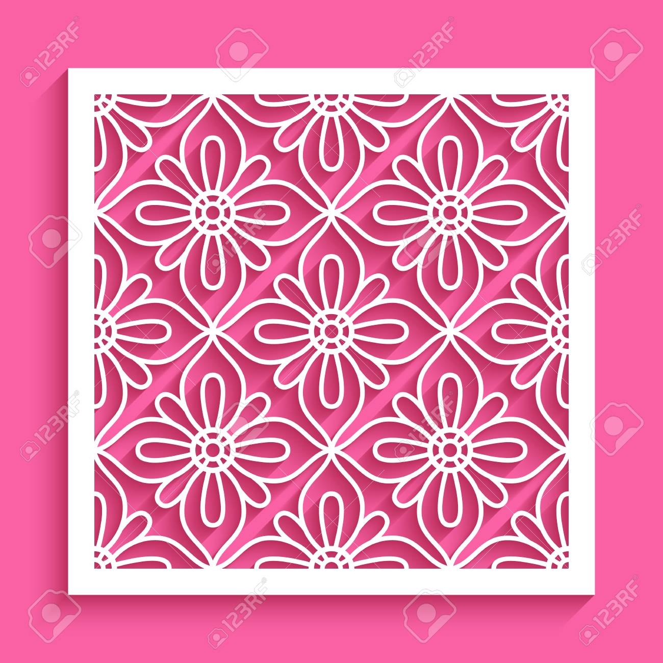 Square Panel With Lace Pattern Cut Out Paper Decoration Vector 