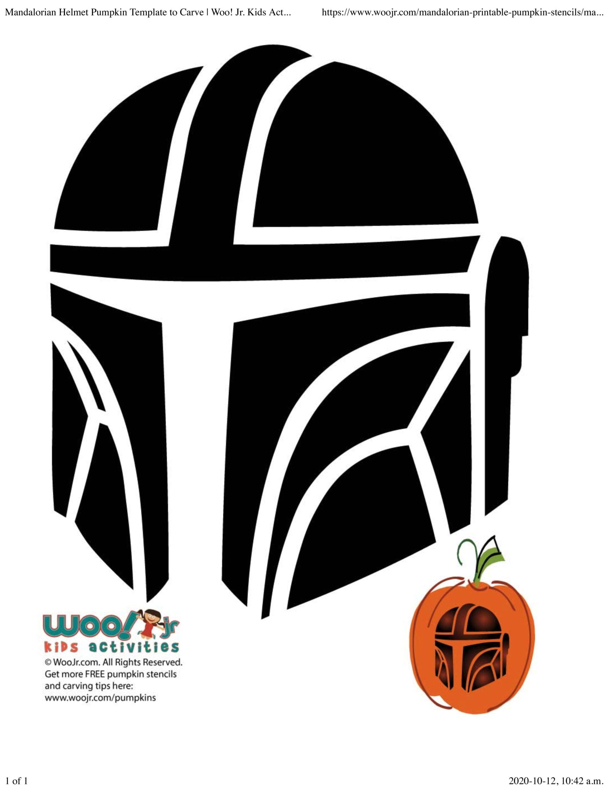 Star Wars Mandalorian Free Pumpkin Stencil Pumpkin Pattern 