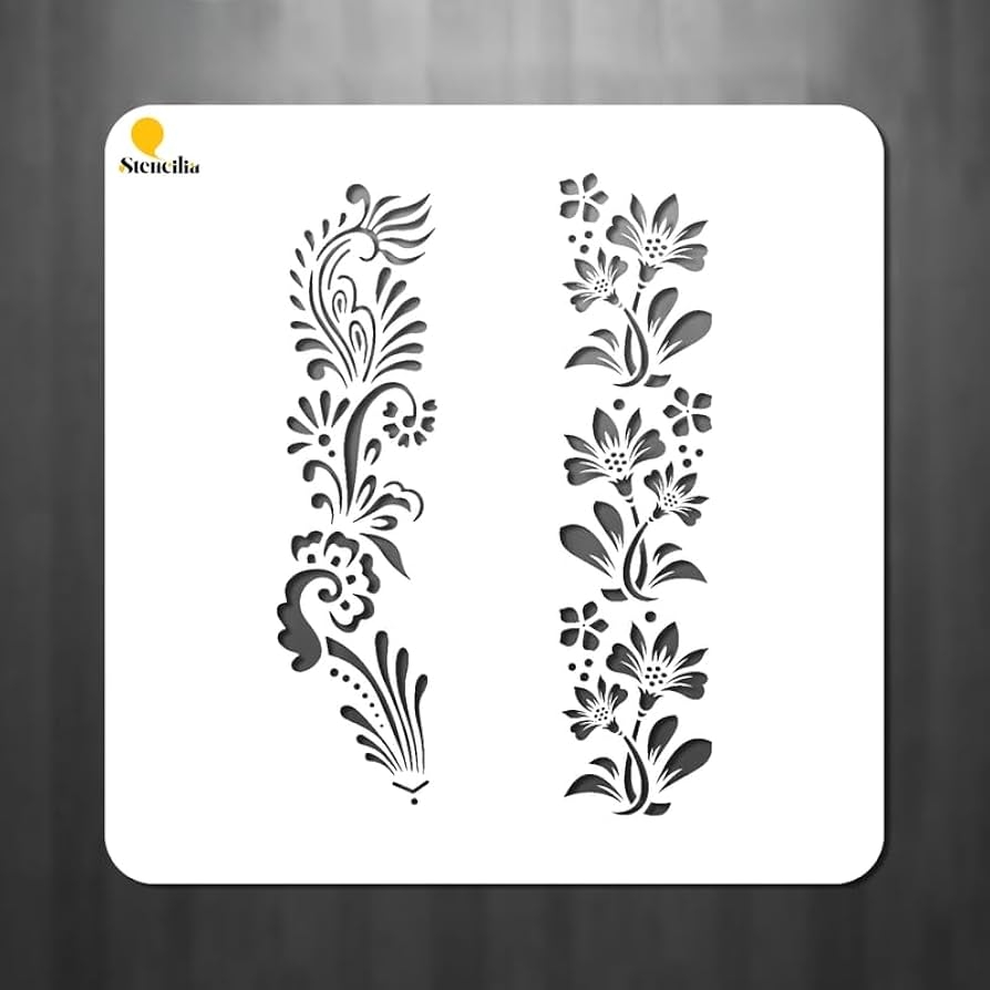 Stencilia 2 Border Design Stencil For Art And Craft Painting 6x6 