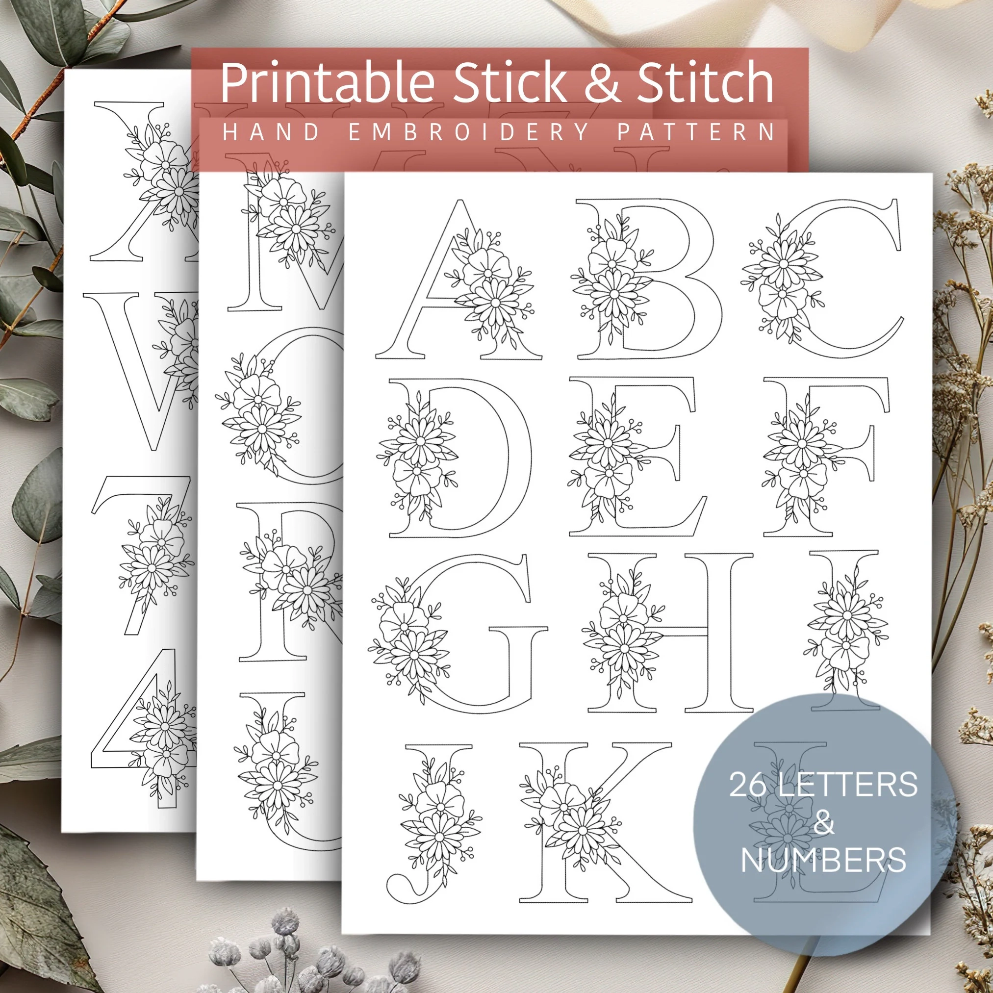 Printable Letters With Design For Embroidery
