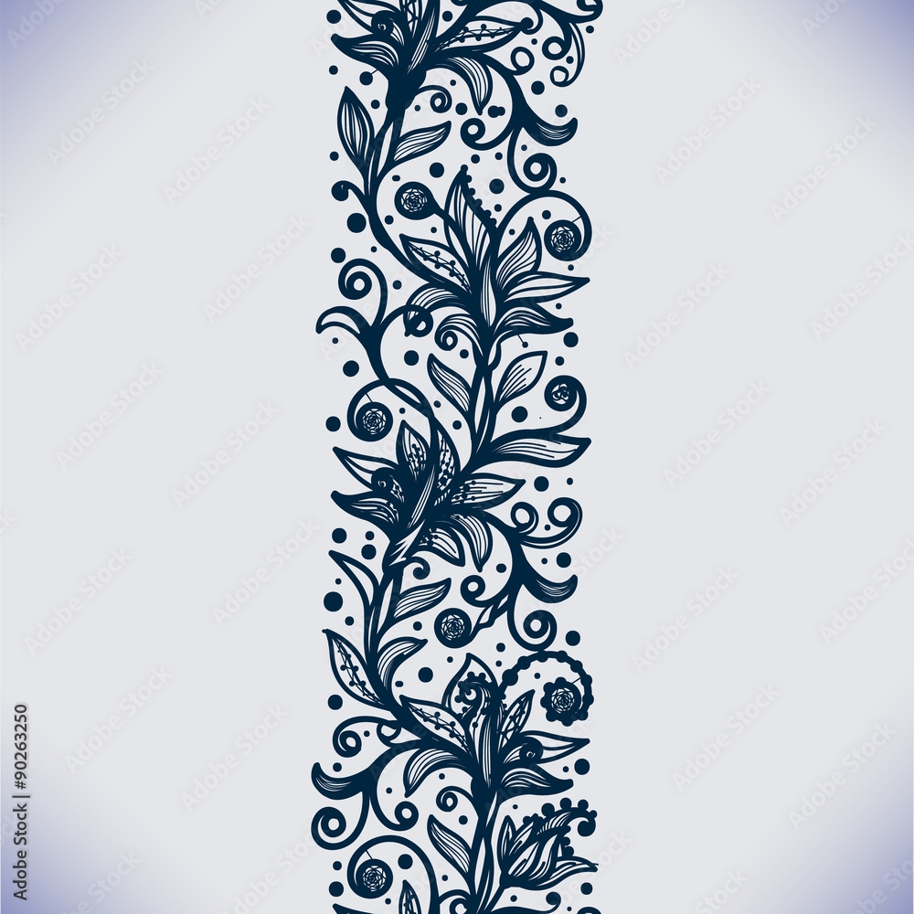 Stock Vektorgrafik Abstract Lace Ribbon Vertical Seamless Pattern 