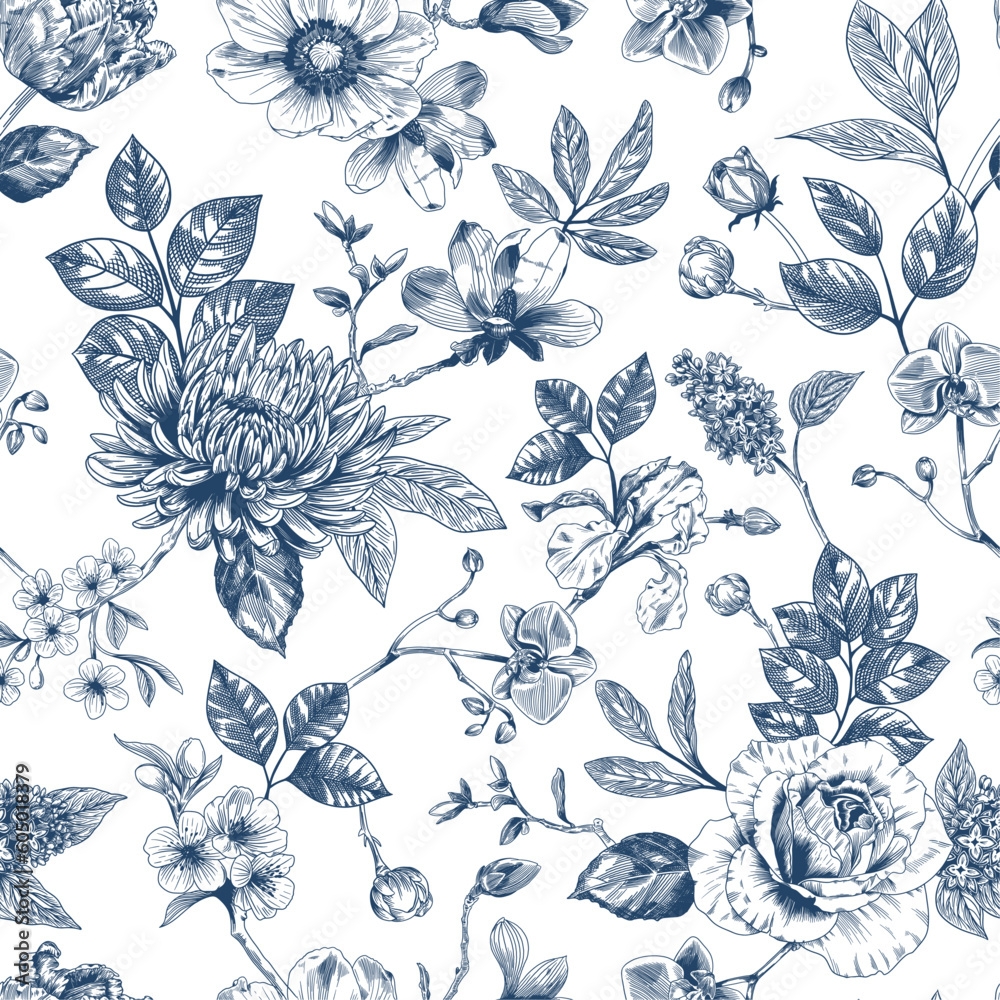Stock Vektorgrafik Abstract Modern Floral Seamless Pattern With 