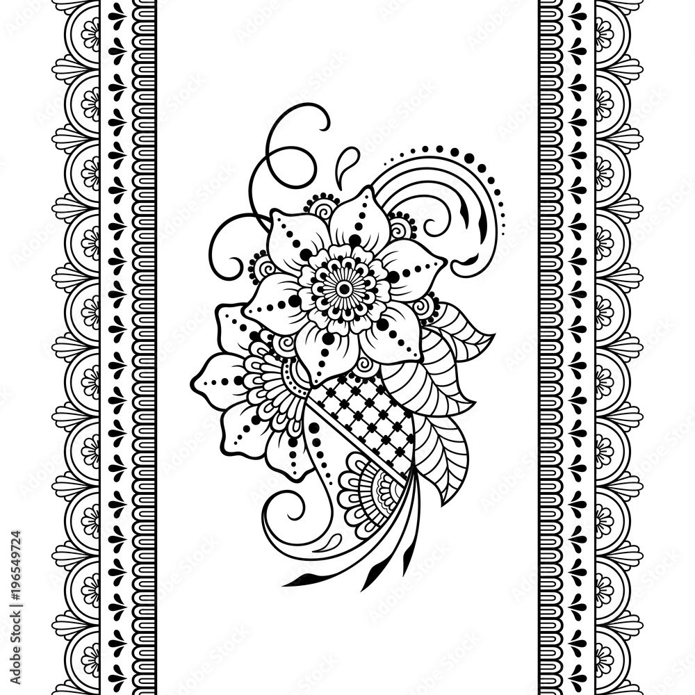 Stock Vektorgrafik Henna Tattoo Flower Template And Seamless 