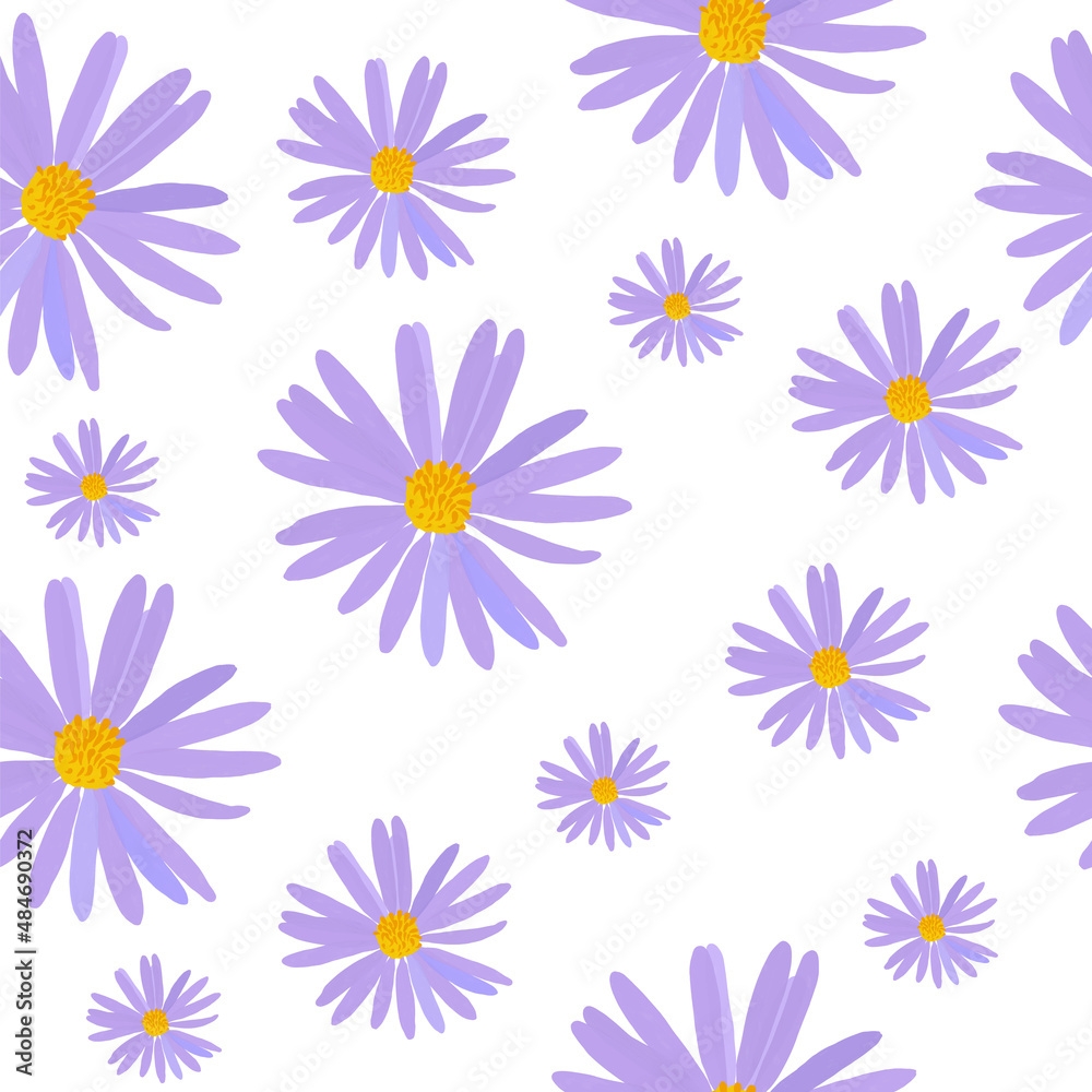 Stock Vektorgrafik Purple Asters Pattern Illustration On White 