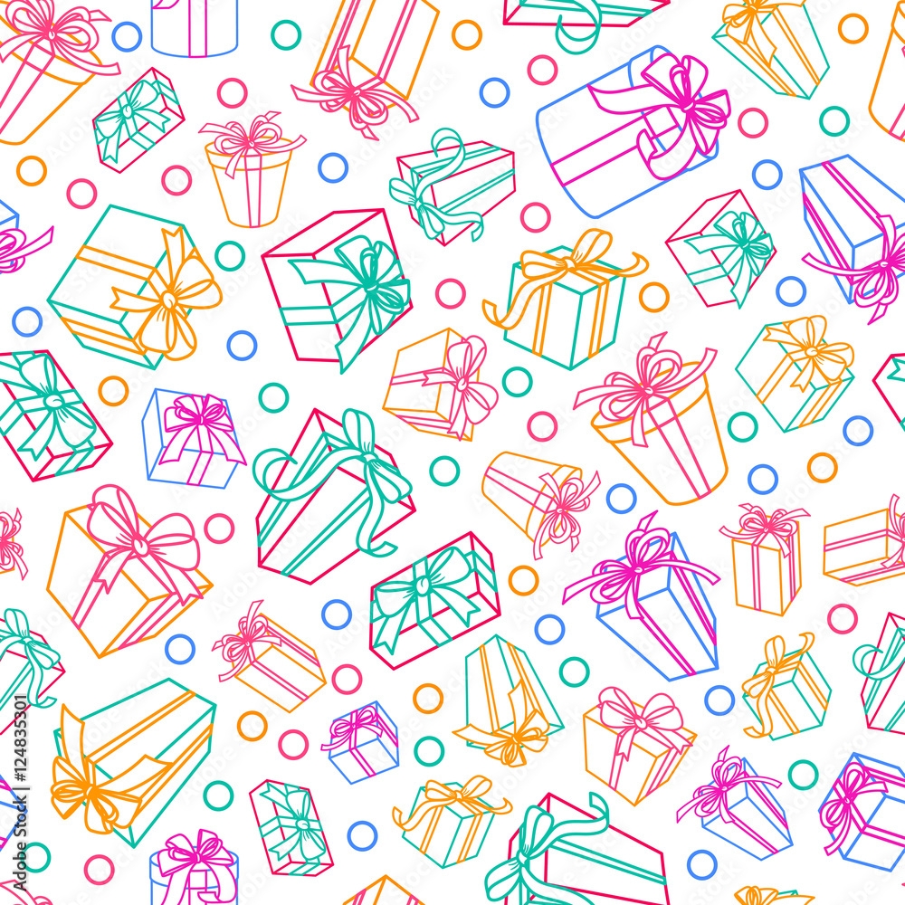 Stock Vektorgrafik Vector Seamless White Pattern With Multicolor 