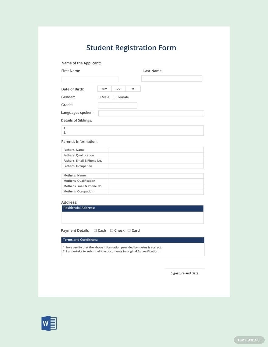 Printable Free Design Registration Form