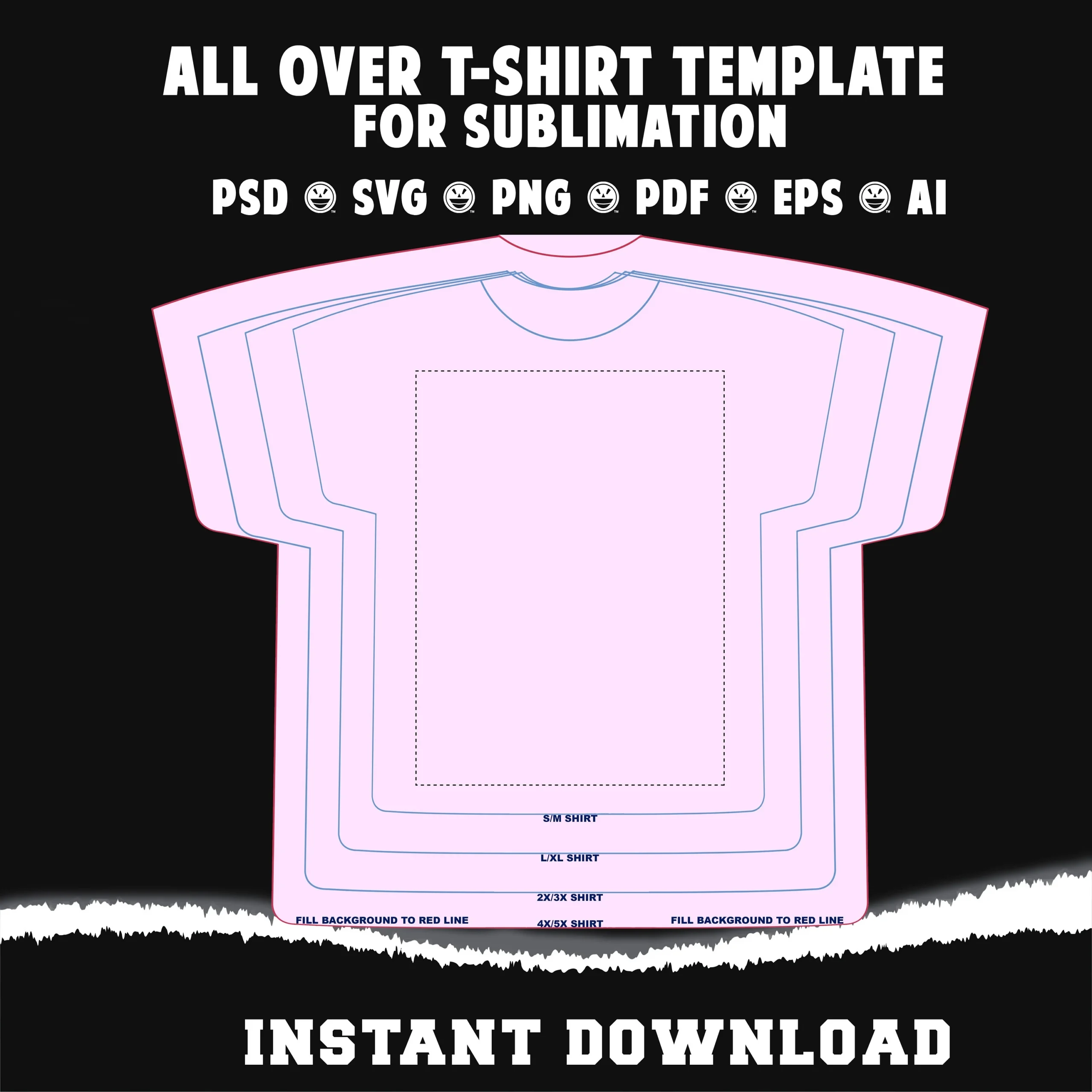 Sublimationsbereite All Over Shirt Design Vorlage SVG PNG PSD 
