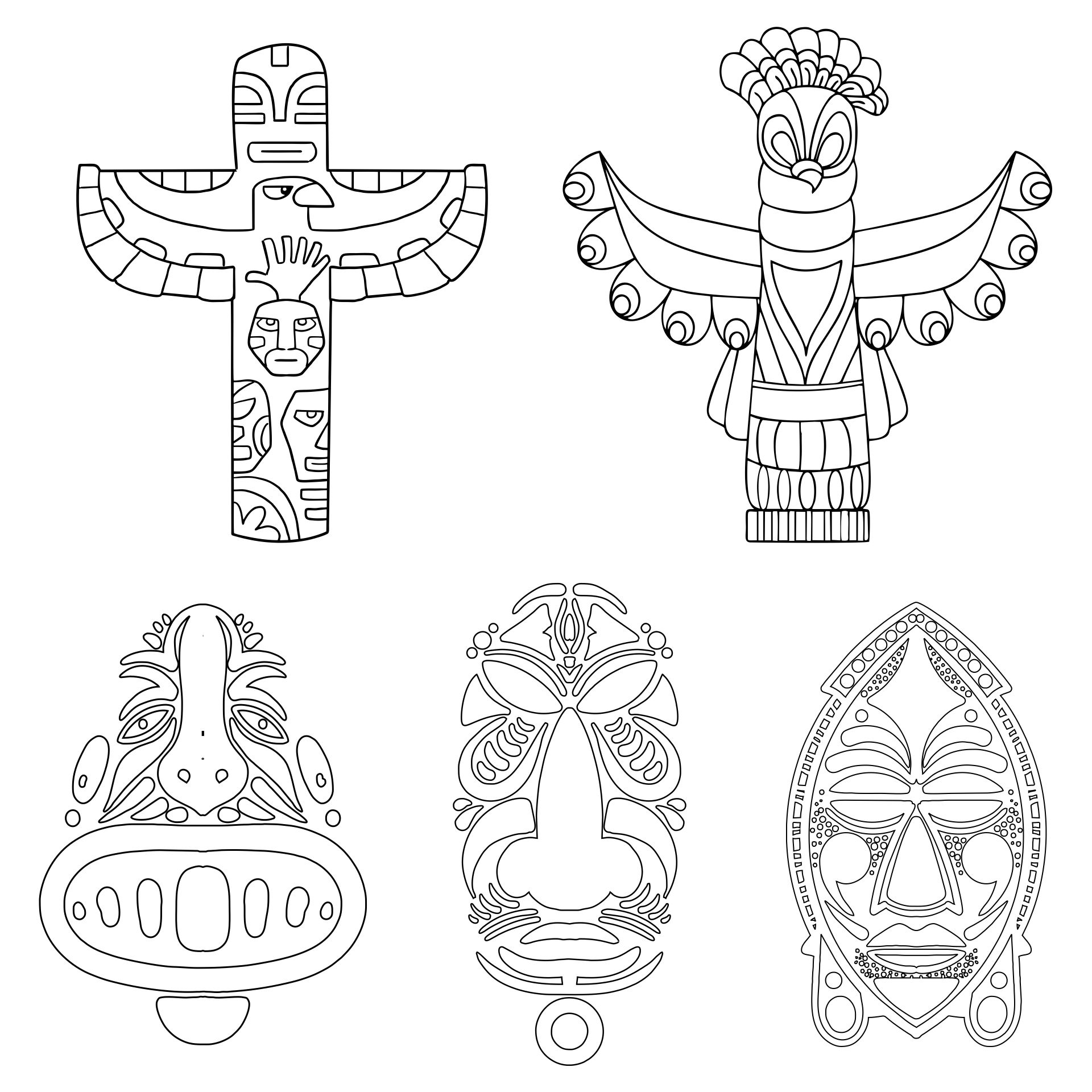 Totem Pole Animal Coloring Pages Totem Pole Drawing Totem Pole 
