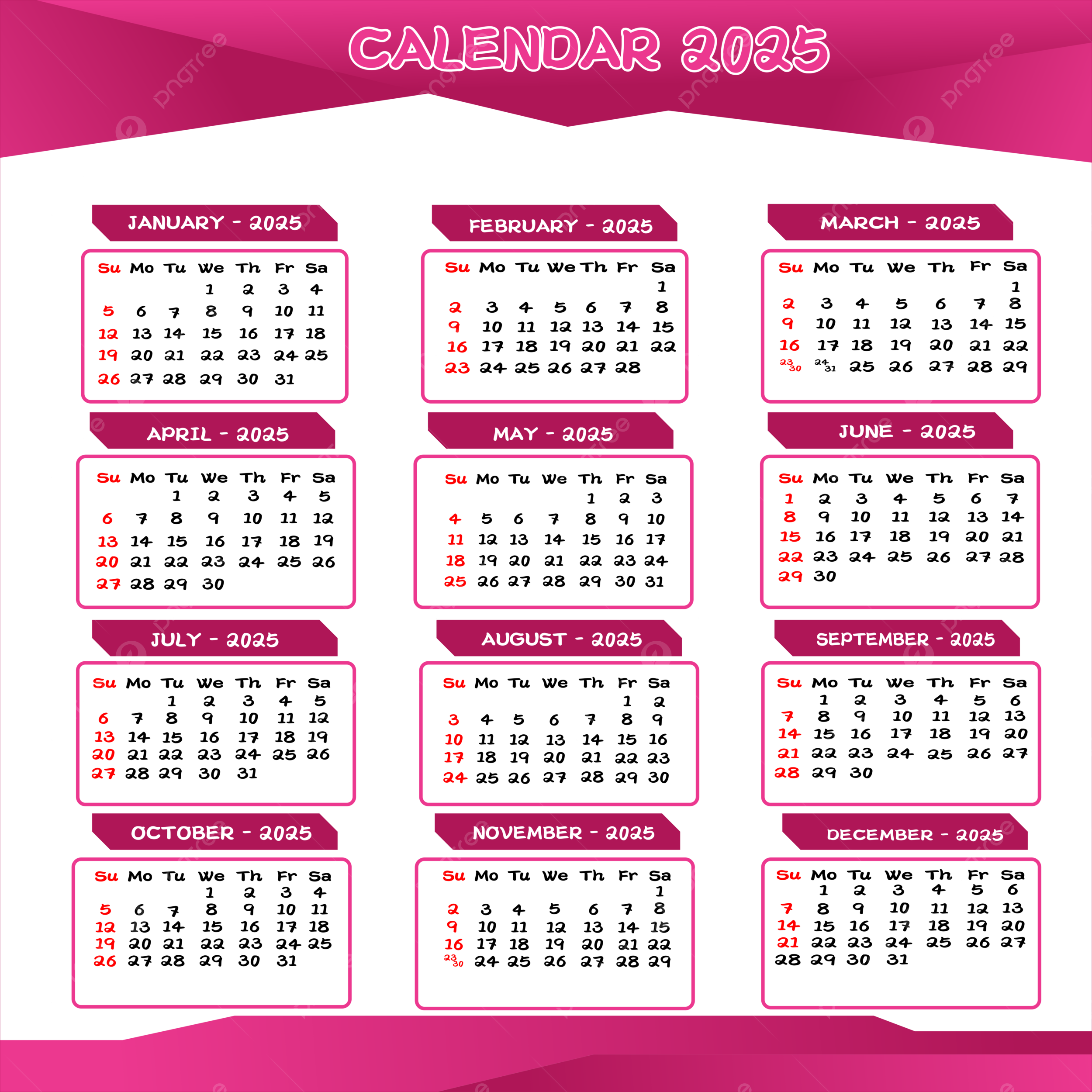 2025 Printable Yearly Design Calendar