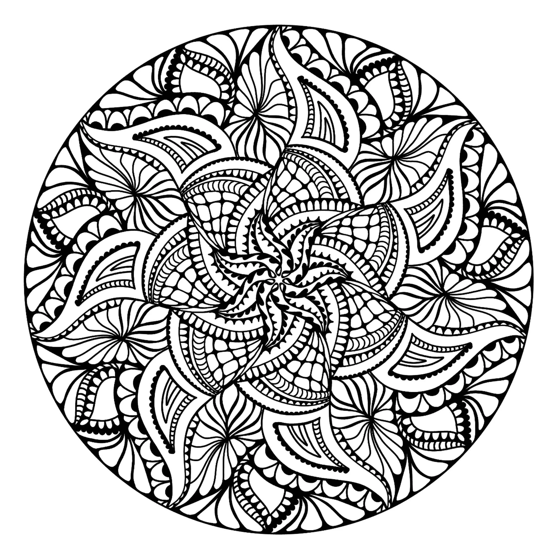 Unique Hand Drawn Adult Coloring Page Intricate Design 