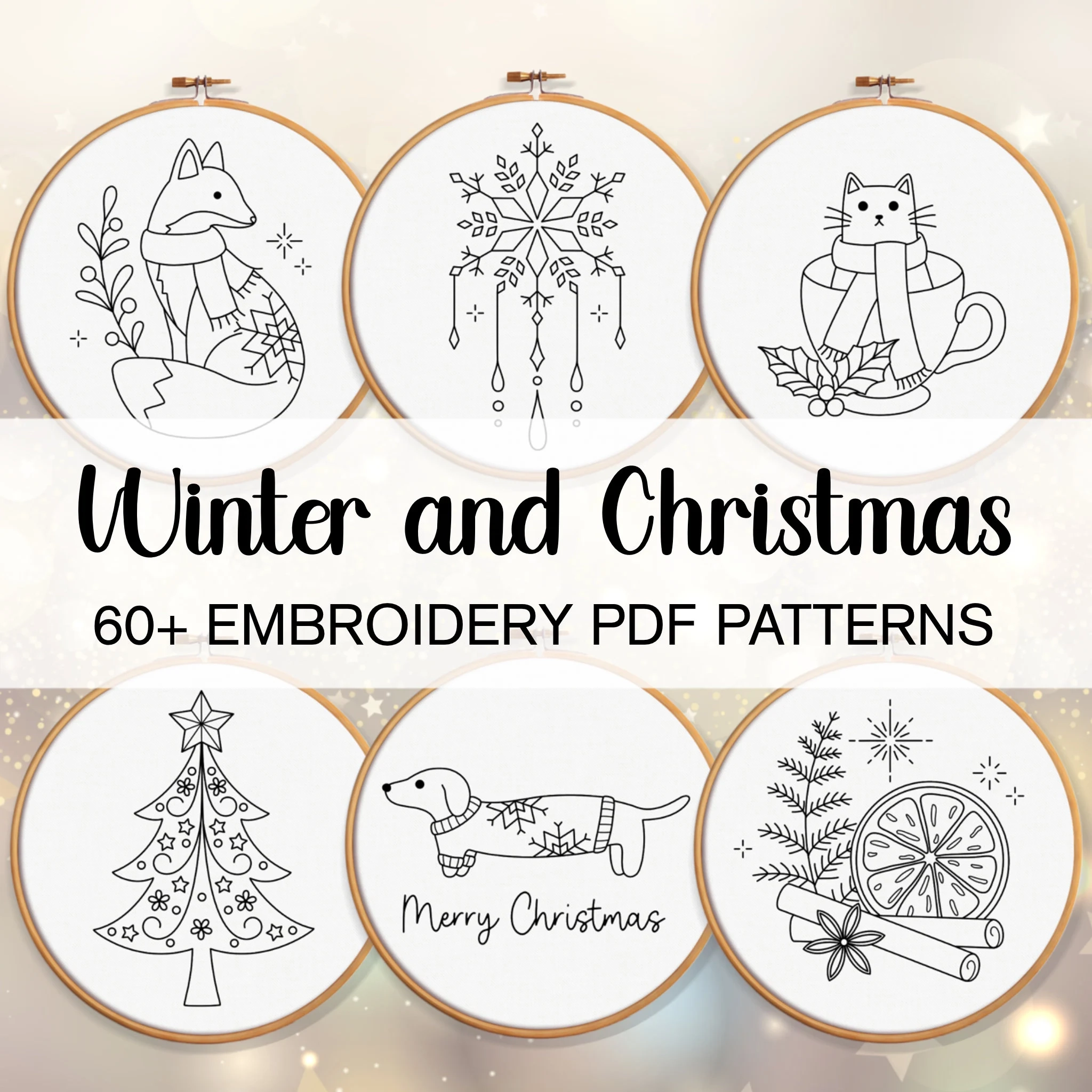 Winter And Christmas Embroidery Pattern Bundle Download PDF 
