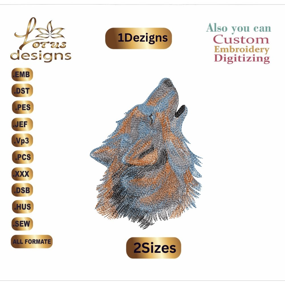 Wolf Embroidery Designs 1Designs amp 2Size Cute Wolf Design Machine Embroidery Designs Files Instant Download Hayani Designs
