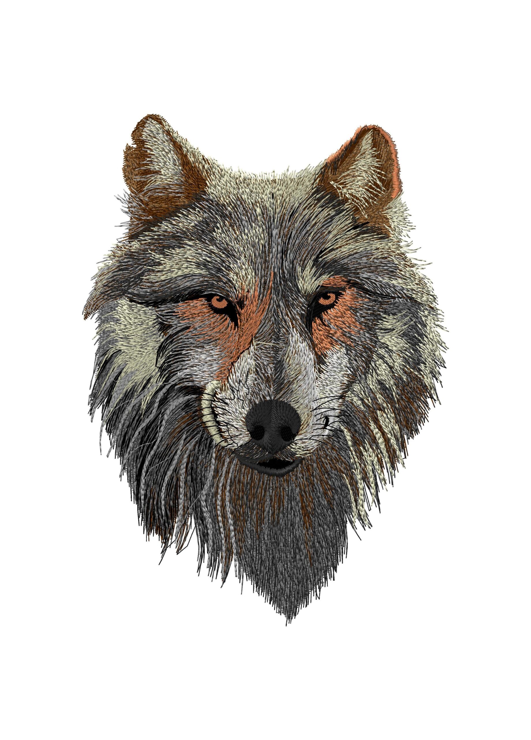 Printable Embroidery Sticky Design Wolf Pattern